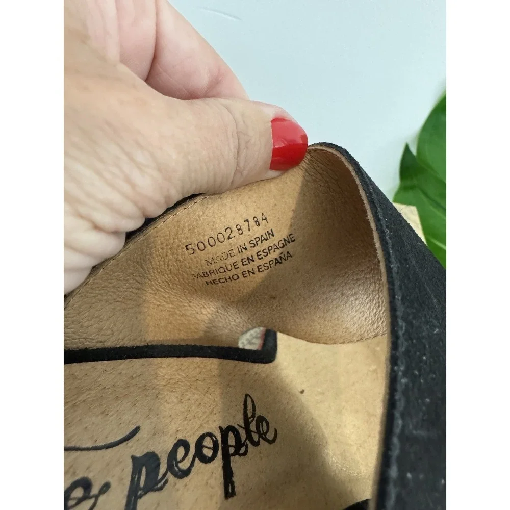 Free‎ People Women's Glorieta Black Suede Espadrille Rainbow Wedge Sz 38 NIB